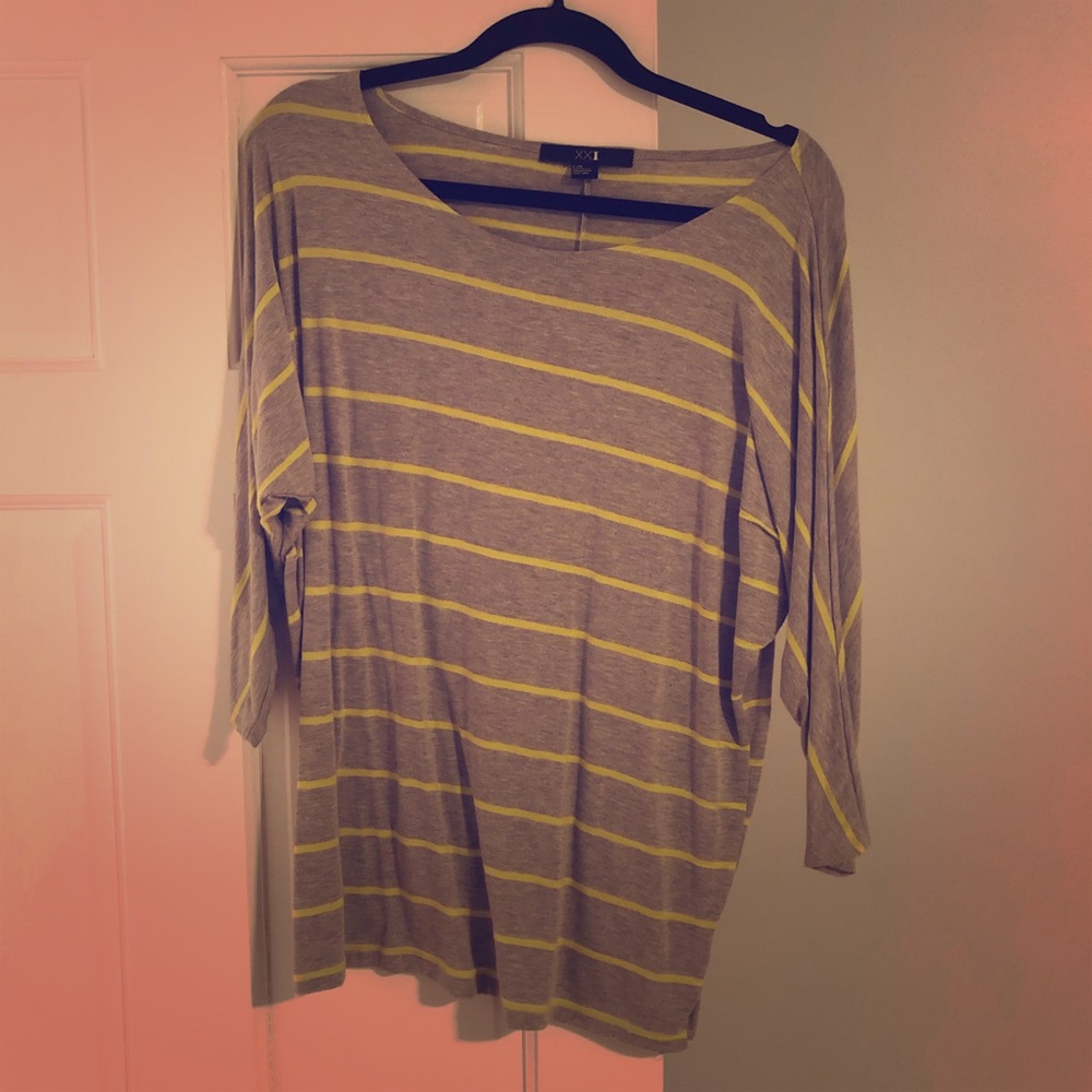 FOREVER 21 gray striped cotton shirt